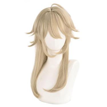 Imagem de Peruca de cosplay, loira dourada, comprida, levemente enrolada, com po