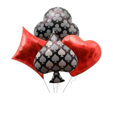 Imagem de Conjunto de balões, cartas de baralho e folha de dados, 4 peças, tema 