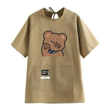 Imagem de Avental impermeável de manga curta Cartoon Bear Design - Yiweisai
