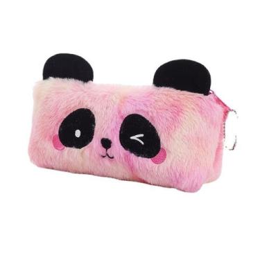 Imagem de Estojo de lápis Cute Pink Panda Plush de grande capacidade 20x10cm - y