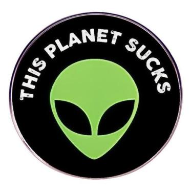 Imagem de Broche Pins Funny Alien Green UFO Face Cartoon Humor - yiweisai