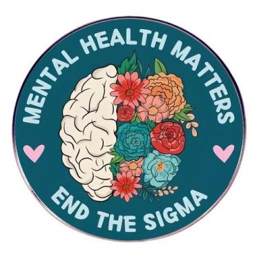 Imagem de Brooch Pin Mental Health Matters Inspirational Round Ename - yiweisai