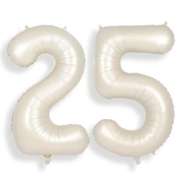 Imagem de Balão SUWEN de 40 polegadas branco creme número 25 para 25ª festa