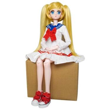 Imagem de Boneca EVA BJD 1/3 SD 57 cm com vestido, cabelo, sapatos, maquiagem, S