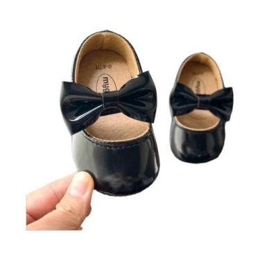 Imagem de Sapatos De Princesa Antiderrapantes Para Meninas Bebês Com Laço Em PU,