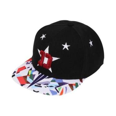 Imagem de Boné Snapback Hip-Hop Branco Com Estrela Bordada Para Homens, Chapéu D