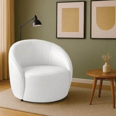 Imagem de Poltrona Decorativa Orgânica Lua D03 Sintético PU Branco D`Rossi