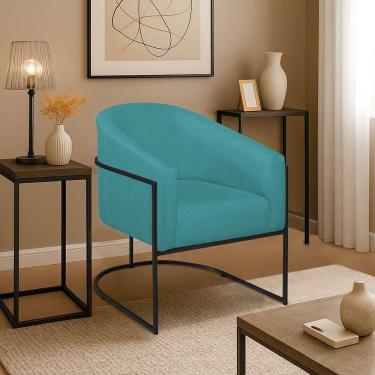 Imagem de Poltrona Decorativa Jade Moderno Escritório Confortável Luxo Base De Ferro Preto Suede