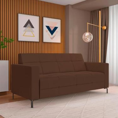 Imagem de Sofá Living Decorativo Houston 2 Lugares 200cm Pés em Metal Veludo Marrom Vermelho G33 - Gran Belo