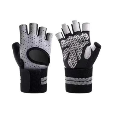 Imagem de Luvas De Academia Unissex Meio Dedo Com Suporte De Punho Para Exercíci