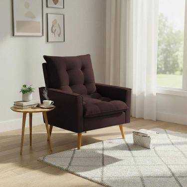 Imagem de Poltrona Sala 92cm Design Moderno Toque Natural Para Completar O Ambiente Marrom Ester