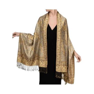 Imagem de Xale Feminino De Pashmina Para Outono, Cachecol Quente De Algodão, Len