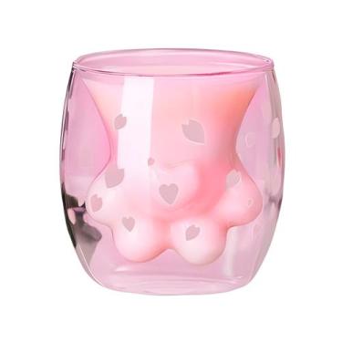Imagem de Copo de Vidro Parede Dupla com Pata de Gatinho 3D 240ml - WARI