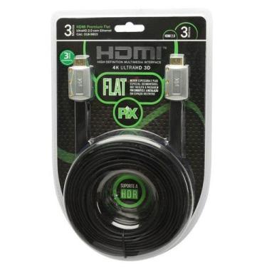 Imagem de CABO HDMI PIX FLAT 2.0 19 PINOS 4K ULTRAHD 3,0m