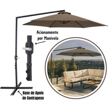 Imagem de Ombrelone Lateral Bel Veneza 3 Metros Guarda Sol Suspenso Luxo de Pisc
