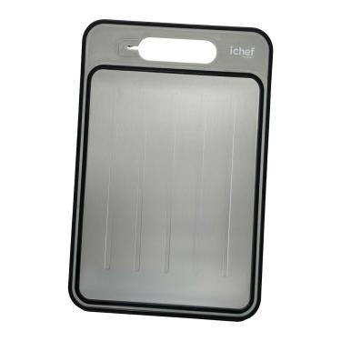 Imagem de Tábua de Corte Dupla Face Dual Cut para Cozinha com Afiador e Moedor em Plástico Aço Inox Cinza Ichef
