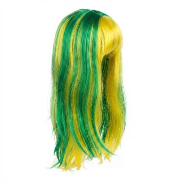Imagem de Peruca Longa Lisa Brasil Verde e Amarelo