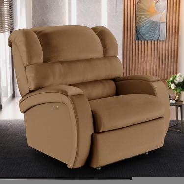 Imagem de Poltrona Reclinável Kylie Power Touch com Massagem Pu Caramelo para Sala de Cinema Gran Belo