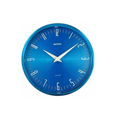 Imagem de Relógio De Parede Redondo Metalizado Azul