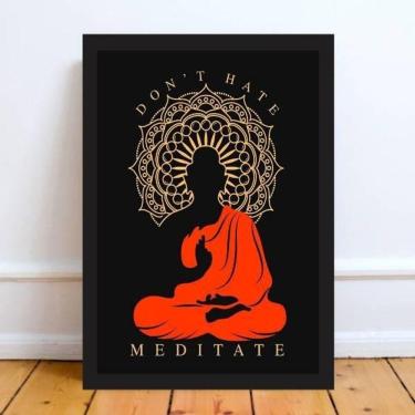 Imagem de Quadro Decorativo Meditação Meditate 45X34 C/Vidro - Preta
