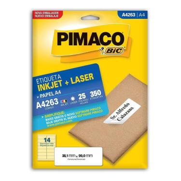 Imagem de Etiqueta Pimaco A4 25 Folhas A4263 38,1Mmx99Mm