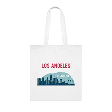 Imagem de Bolsa Los Angeles, presente de Los Angeles, bolsa de ombro de Los Angeles, bolsas reutilizáveis de Los Angeles, ideia de presente de cesta de Natal de aniversário, presente para ela, presente para ele, bolsa feminina, Branco