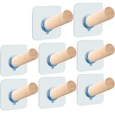 Imagem de FOTYRIG Ganchos adesivos para chapéus, cabides de 4,5 kg, suporte de parede pegajoso para bonés de beisebol, chapéus de balde, chapéus de caubói, estacas de madeira estendidas feitas à mão - armário