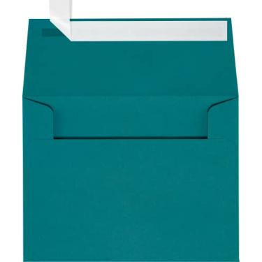 Imagem de Envelopes de convites A2 LUXPaper de 100 lb. Azul petróleo para cartões de 4 1/4 x 5 1/2, envelopes com aba quadrada impressos para convites com descascar e prender, pacote com 50, tamanho da envelope 4 3/8 x 5 3/4 (azul-petróleo)