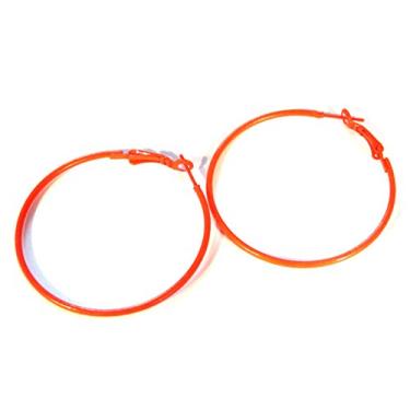 Imagem de Brincos de argola laranja 50 mm ou 2 pol. Brincos de argola simples argolas finas