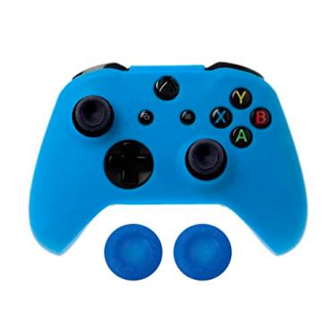 Imagem de Capa Capinha Case Skin Compatível com Controle Joystick do Xbox One S X Protetora Anti Impacto Queda Silicone Alta Proteção (Azul)