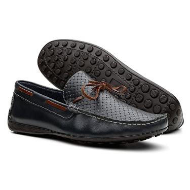 Imagem de Mocassim Masculino Couro Sapato Casual Clássico - Azul Marinho - 44