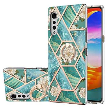 Imagem de HONGYAN Capa de telefone @#@Para o caso do teste padrão de mármore do teste padrão de flor de mármore do teste padrão de mármore com suporte do anel do rhinestone@#@ Capa protetora