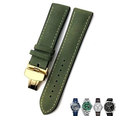Imagem de JWTPRO 20mm 21mm 22mm pulseira de couro preto marrom pulseiras de relógio para Rolex para Omega Seamaster 300 para Hamilton para Seiko para IWC para pulseira Tissot (Cor: ouro verde, tamanho: 20mm)