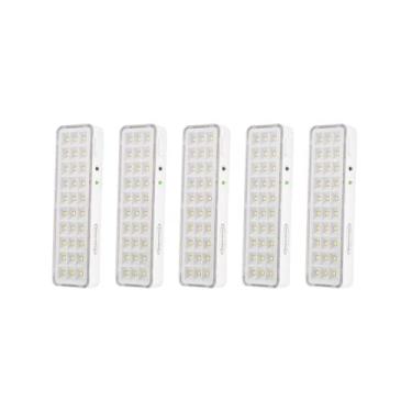 Imagem de Kit 5 Lâmpada Luminária De Emergência 30 Leds Super Slim Bivolt