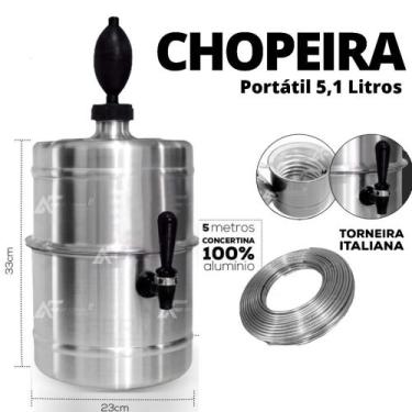 Imagem de Chopeira Portatil A Gelo Em Aluminio Torneira Modelo Italiana 5,1 Litr