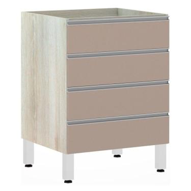 Imagem de Balcão Sem Tampo Gaveteiro 60cm Lis Legno Crem e Connect