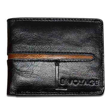 Imagem de Carteira Masculina Couro Documentos RG Cartões Bloqueio RFID Cor:Preto