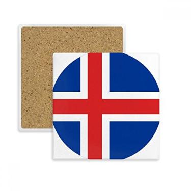 Imagem de Porta-copos quadrado com bandeira nacional da Islândia com padrão de país da Europa, pedra absorvente para bebidas, presente de 2 peças