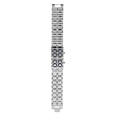 Imagem de Wchiuoe Relógio de pulso com pulseira de aço moderna, relógio de pulso eletrônico com iluminação LED para decoração de beleza 4 tipos, #3, tamanho �nico