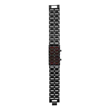 Imagem de Wchiuoe Relógio de pulso com pulseira de aço moderna, relógio de pulso eletrônico com iluminação LED para decoração de beleza 4 tipos, #2, tamanho �nico