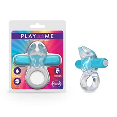 Imagem de Play with Me Bull - Anel C Vibratório - Macia, elástica para se ajustar a todos os tamanhos de pênis - Clitóris Aninhados entre os chifres vibratórios - IPX7 Impermeável - Realçador sexual para casais - Azul, transparente
