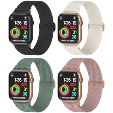 Imagem de Pulseiras de nylon unissex para Apple Watch 1/2/3/4/5/6/7/8/9/SE/Ultra 2 para 38 mm/40 mm/41 mm/42 mm/44 mm/45 mm/49 mm - Pacote com variedade de 1-8 (pacote B - tamanho 44 mm)
