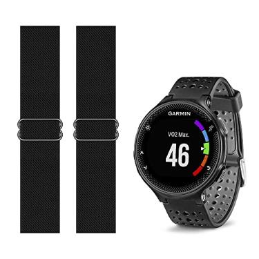 Imagem de C2D JOY Pulseira de nylon elástica ajustável com alça elástica compatível com relógio Garmin Forerunner 235/735XT, pacote com 2, Medium