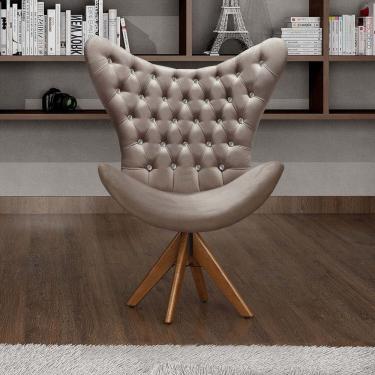 Imagem de Poltrona Alice Egg Strass Cadeira Capitonê Giratória Recepção, Escritório Capuccino