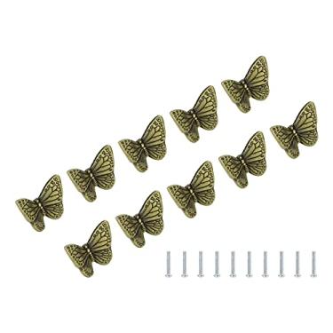 Imagem de Puxadores de Gaveta Borboleta, Puxadores de Liga de Furo único para Gavetas, Armários, Armários, Design Floral Sólido de Estilo Moderno, Pacote Com 10 Conjuntos (borboleta de