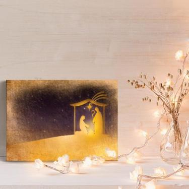 Imagem de Placa Decorativa em MDF Presépio Sagrada Família 30x40cm - Quartinhos