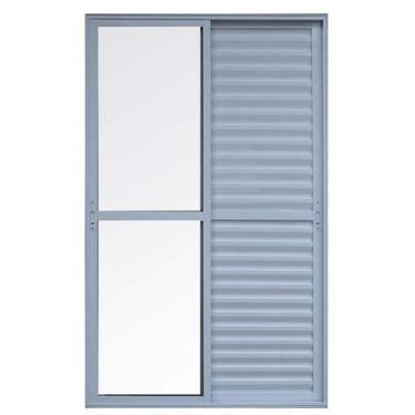 Imagem de Porta Balcão de Correr com Veneziana de Alumínio Branco 3 Folhas Móvei