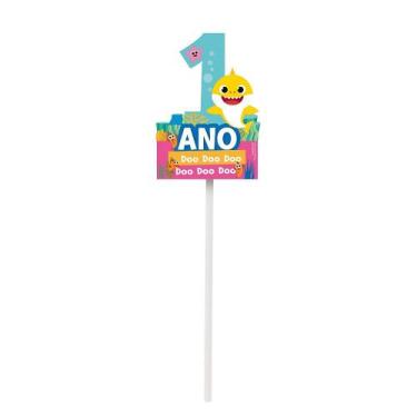 Imagem de Topo de Bolo 1 Ano Festa Baby Shark - 1 Unidade - Cromus - Rizzo Festa