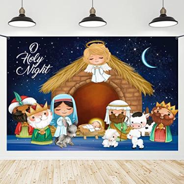 Imagem de Cenário religioso de Natal com cena da manjedoura, presépio sagrado de Natal suprimentos de fundo grande para Jesus Noite Santa Decoração de Natal Religiosa