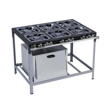 Imagem de Fogão Industrial 6 Bocas 30X30 com Forno S2000 Metalmaq, Gás de Botijã